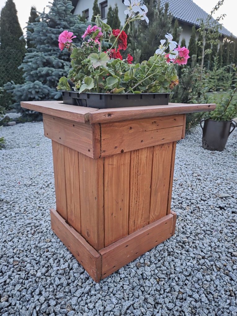 Donica drewniana ręcznie robiona 52 cm – ogrodowa/tarasowa
