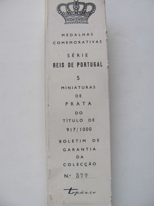 5 medalhas de prata comemorativas, Reis de Portugal, com garantia.