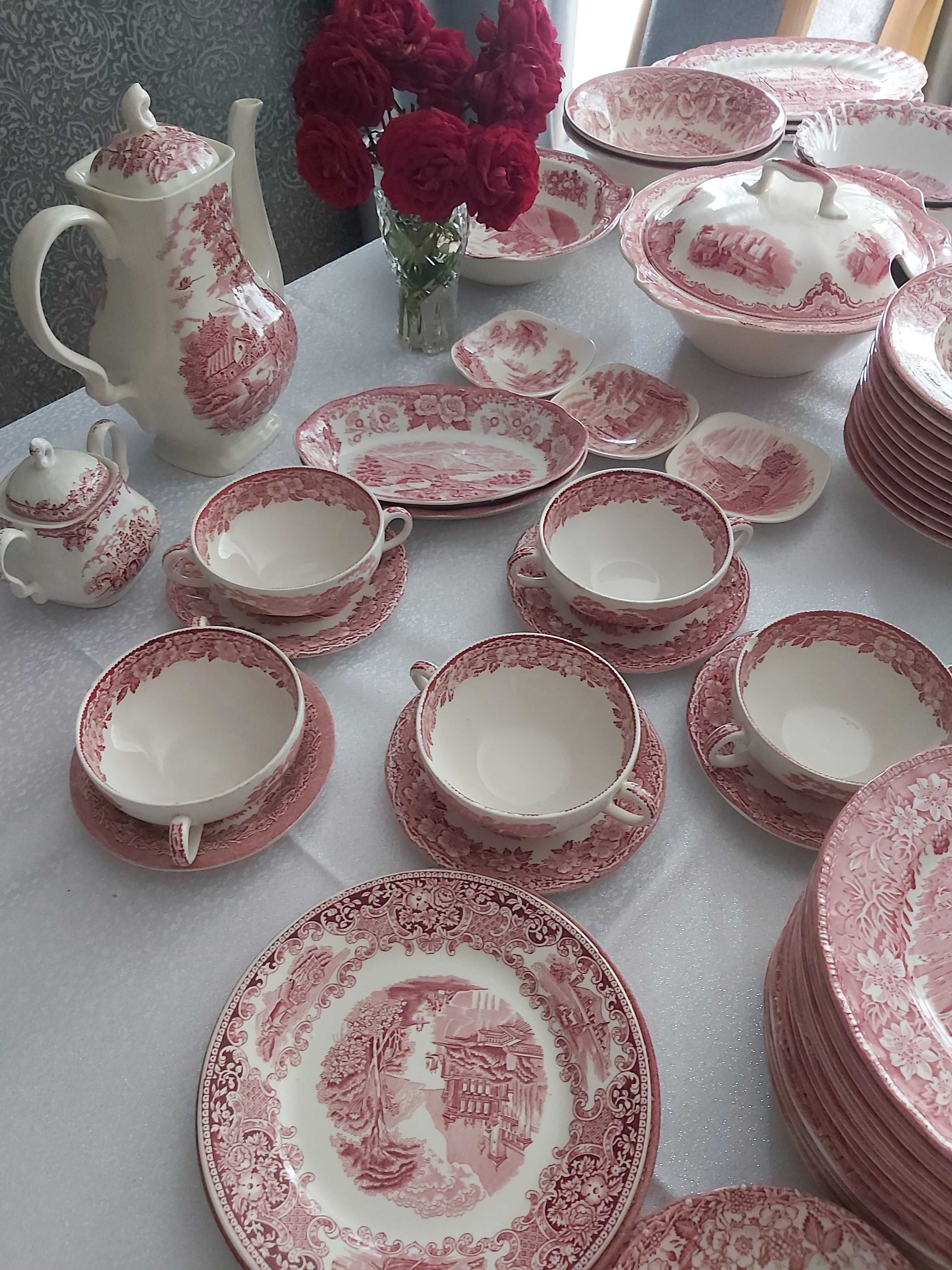 Zestaw obiadowy angielski różowy  Villeroy&Boch, Johnson Bros , Royal