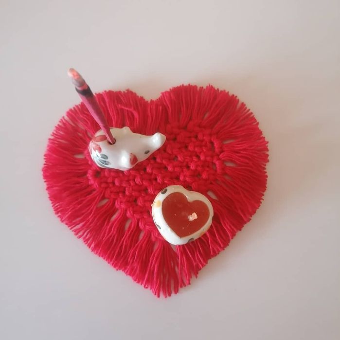 Suporte Coração em macrame