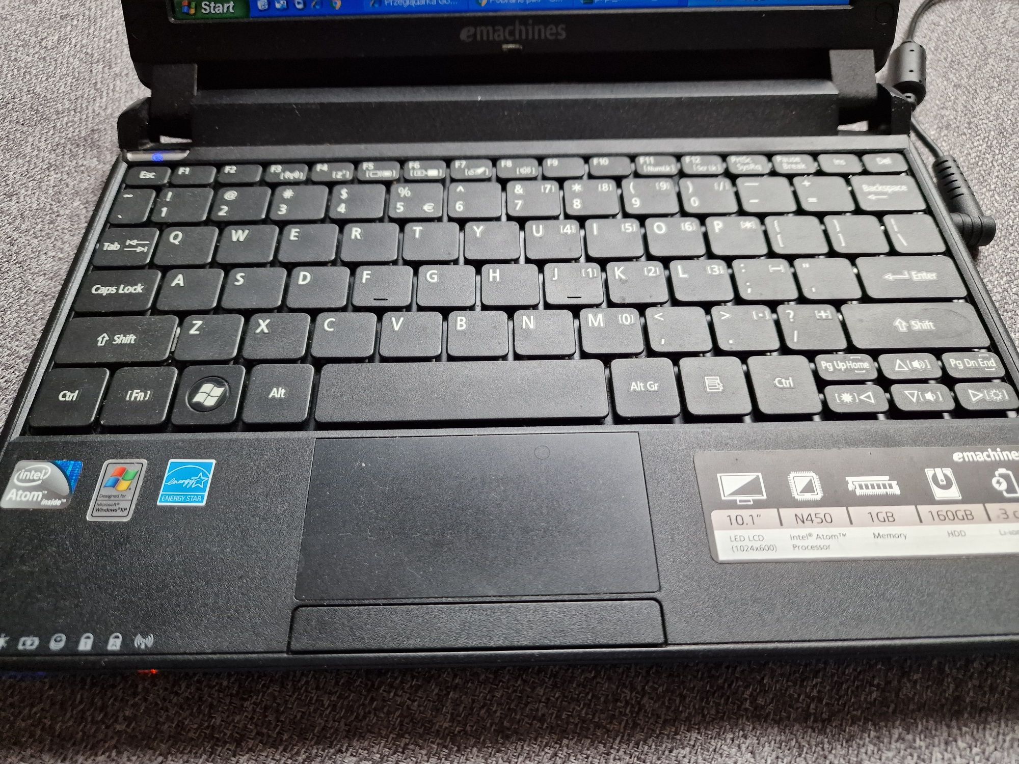 Laptop emachines eM350. Torba, zasilacz