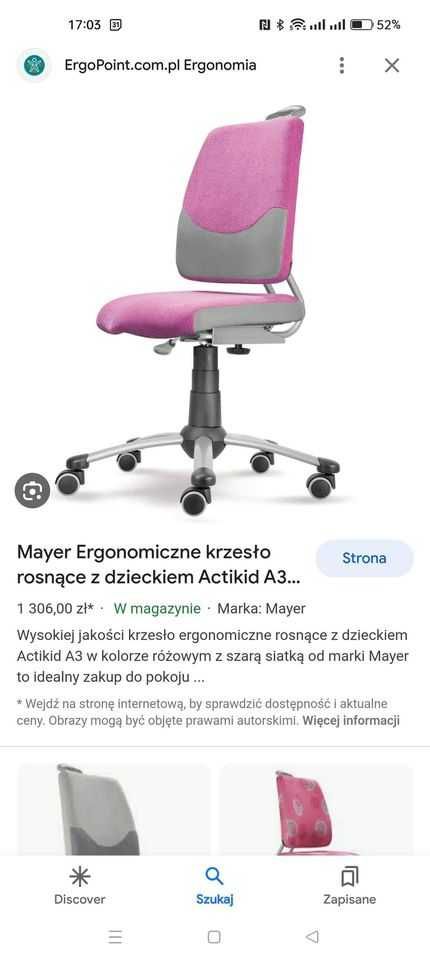 Fotel na kółkach 110-180cm Mayer rosnący ergonomiczne krzesło obrotowe