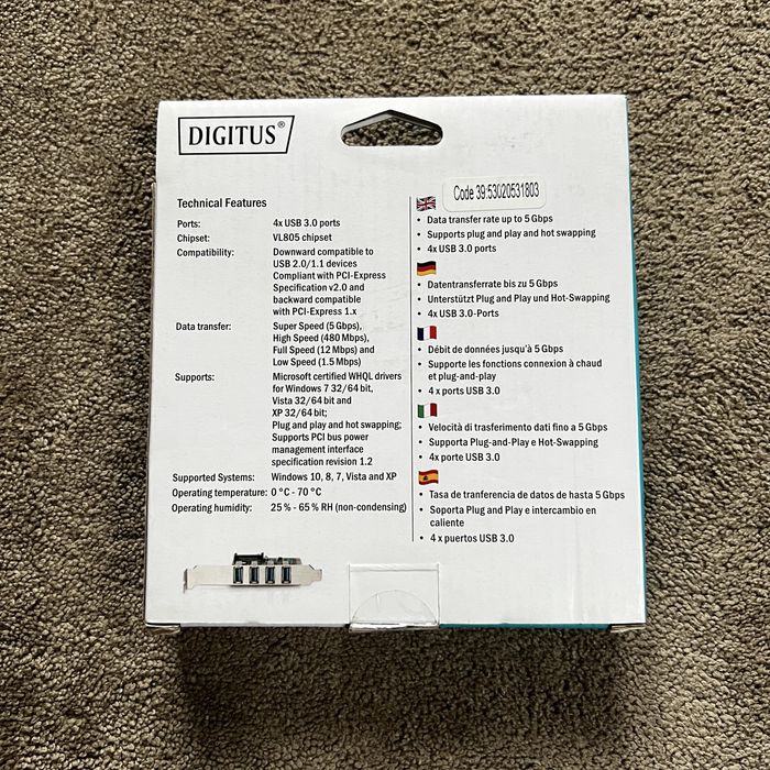 Karta rozszerzeń Digitus PCI-Express 4 x USB 3.0 (DS-30221-1)