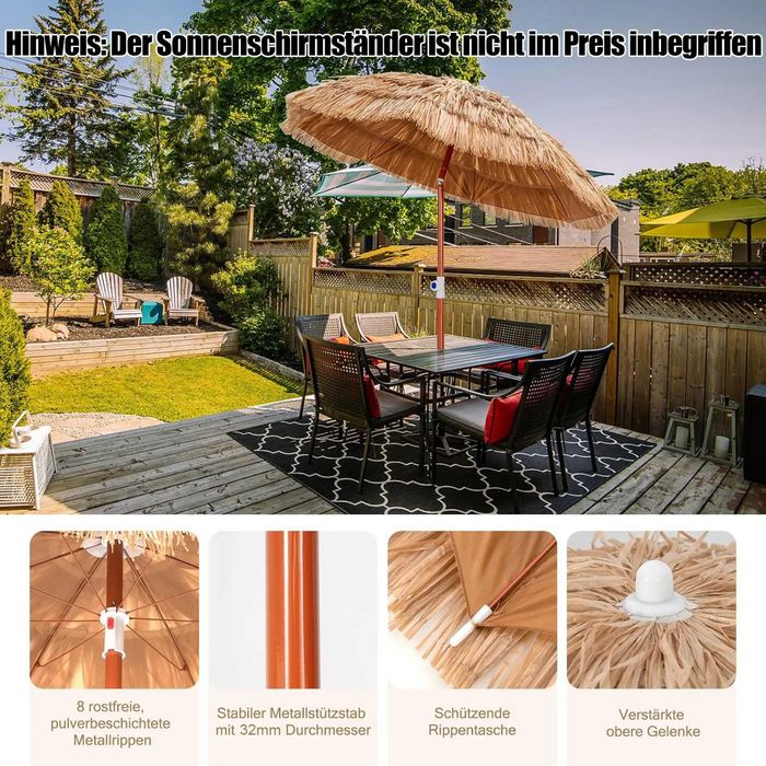 Parasol plażowy w stylu Hawajskim, z imitacją słomy