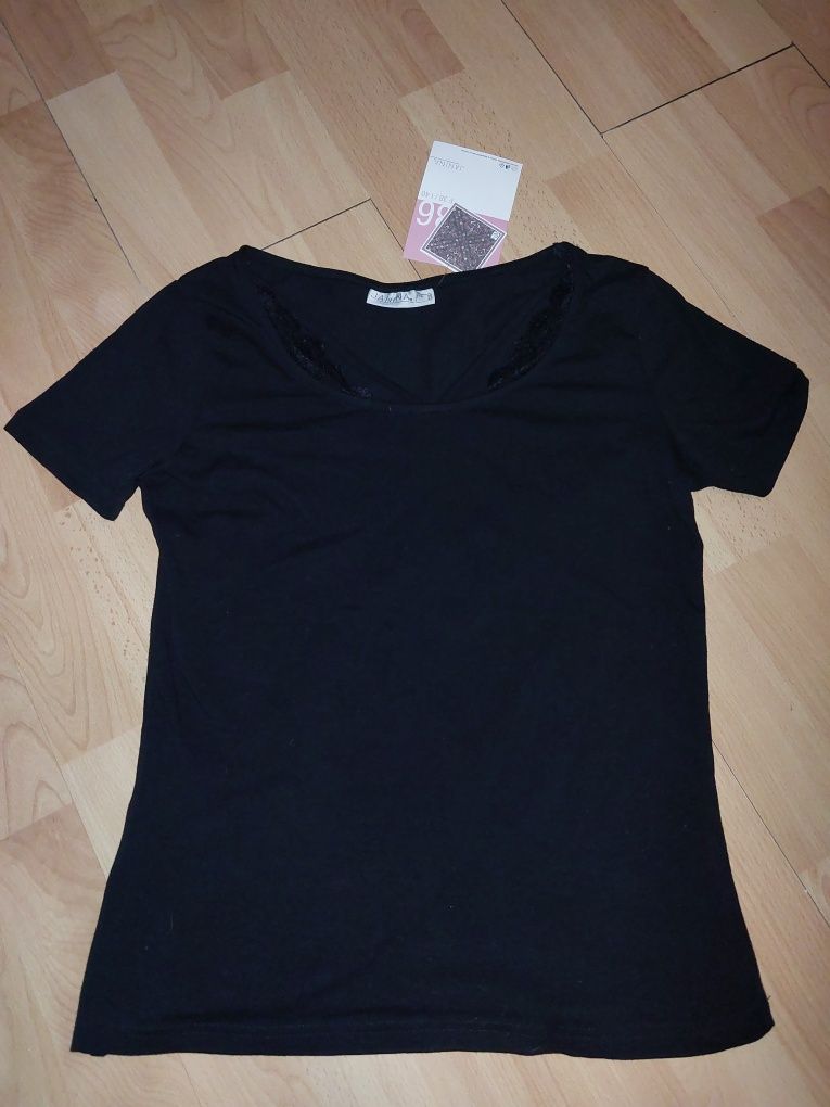 Nowa bluzka tshirt z bawełny urocza r 36 czarna