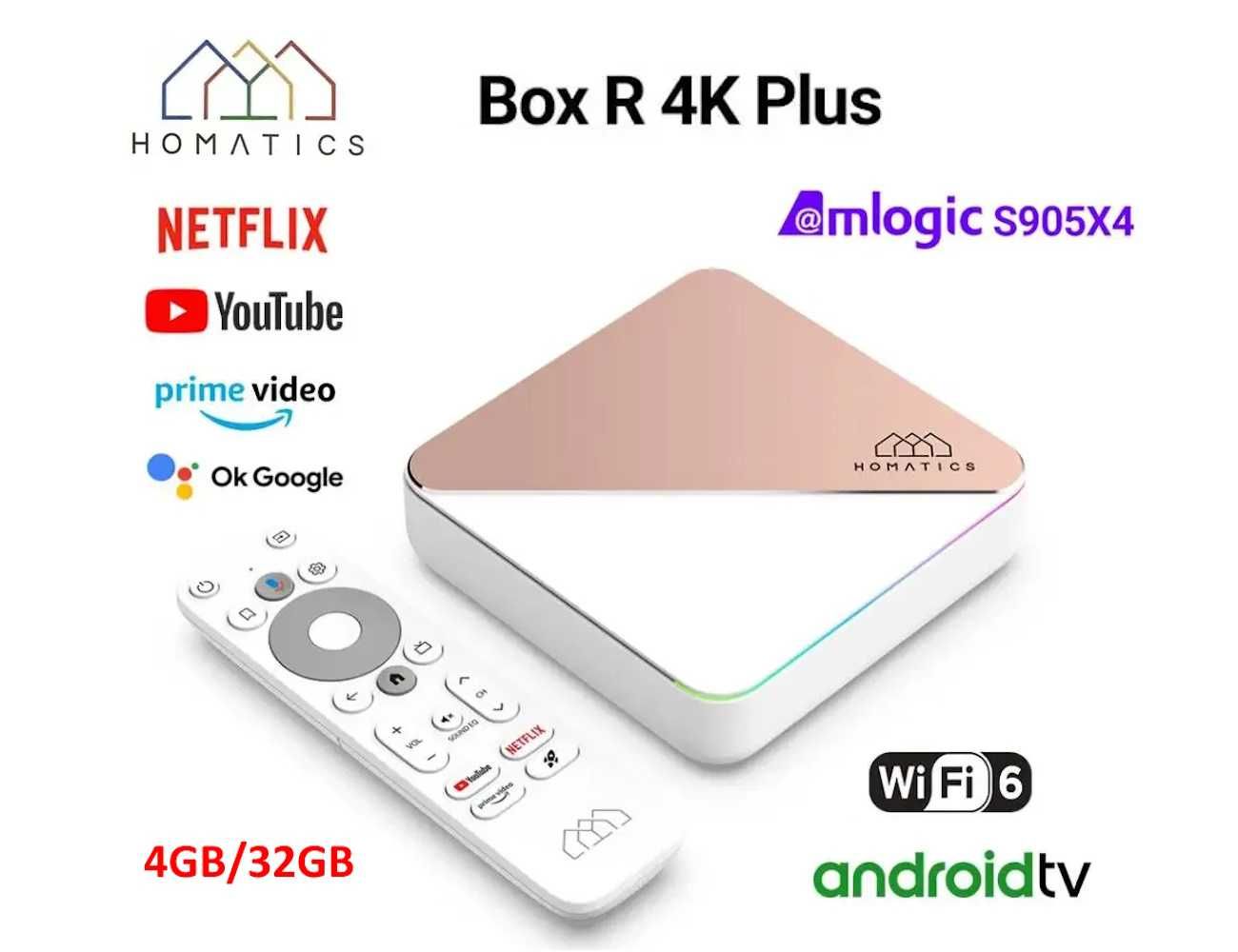 HOMATICS Box R 4K Plus 4/32GB Amlogic S905X4 WiFi6 NETFLIX TV Box