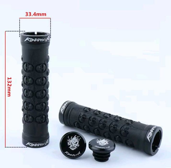 Gripy,uchwyty,rączki RONGDEXIN-RED-S,L+P,132/22,guma,2xALU,rower,hulaj