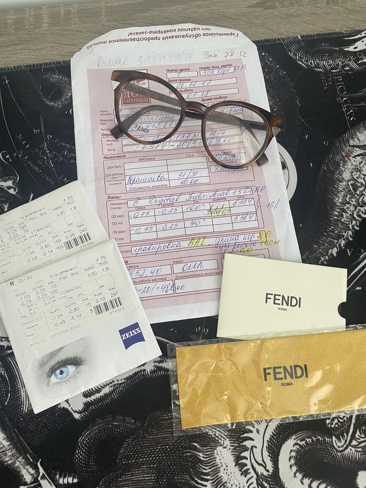 Оправа fendi. окуляри під лінзи. лінзи zeiss digital -0.75