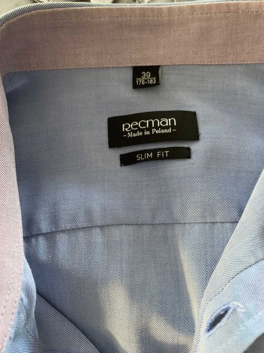 Koszula męska na długi rękaw fit slim - Recman