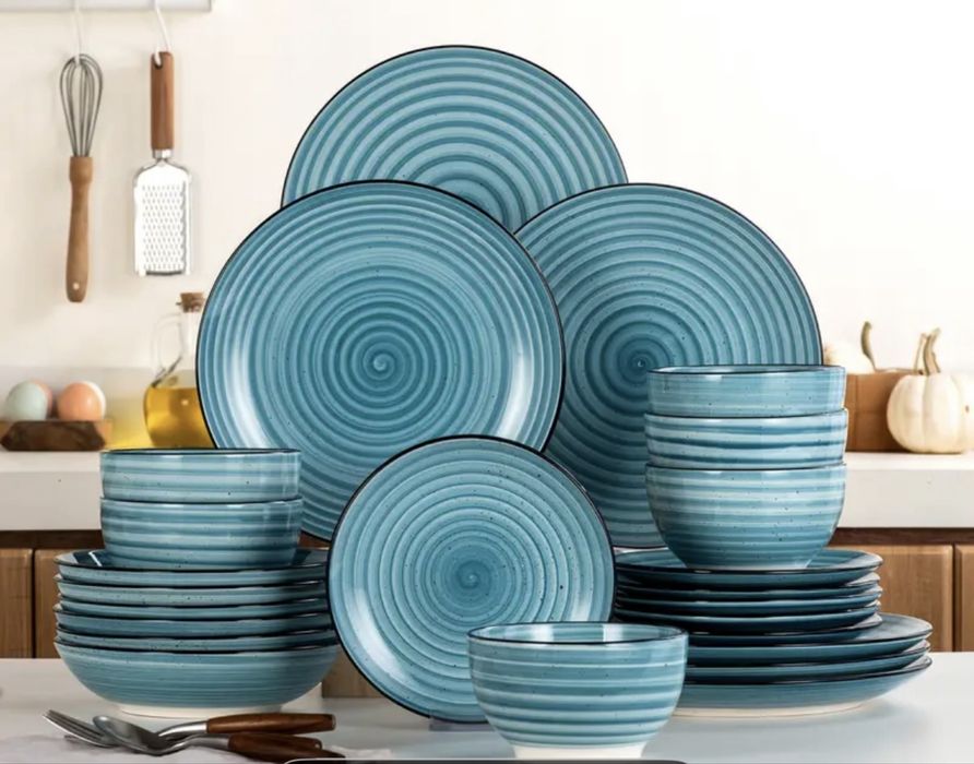 Zestaw obiadowy 24 szt. – niebieski, morski nowy!