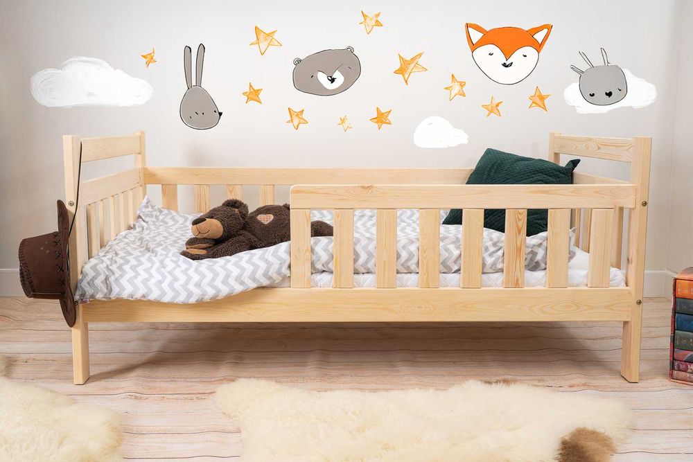 Łóżko dziecięce domek z barierkami Montesori 140x70,160x80,180x80