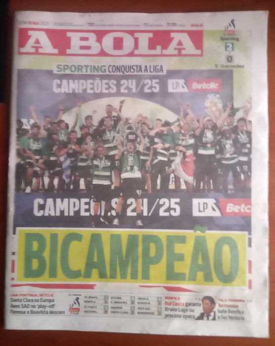 2 jornais Sporting Bi campeão nacional/vencedor taça de Portugal 24/25