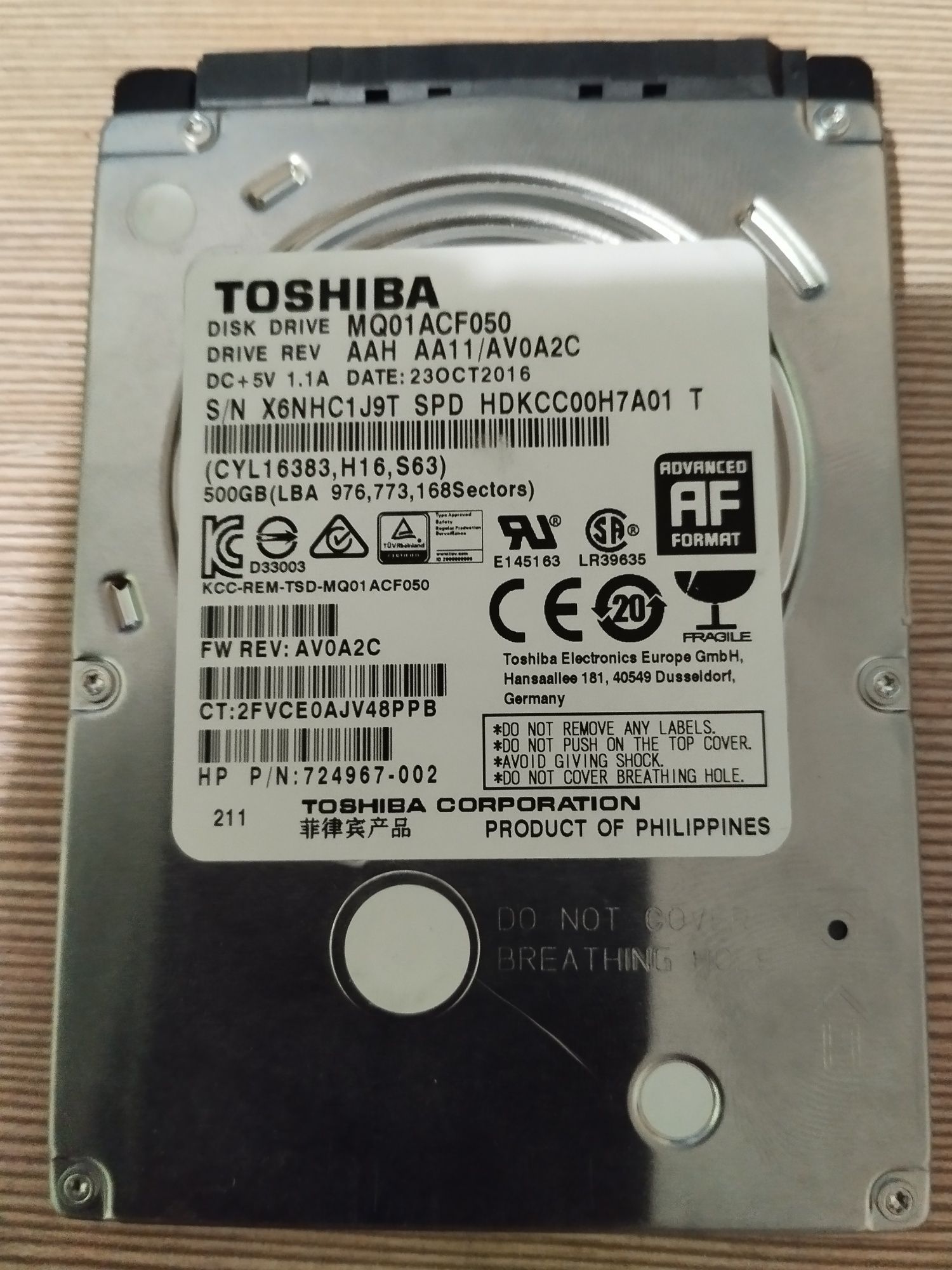 Toshiba HDD 500 Gb