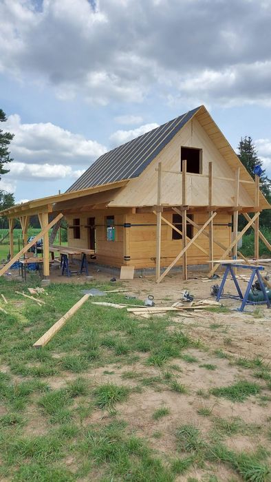 Dom drewniany z bali bala płaza na zgłoszenie bez pozwolenia 35m 70m