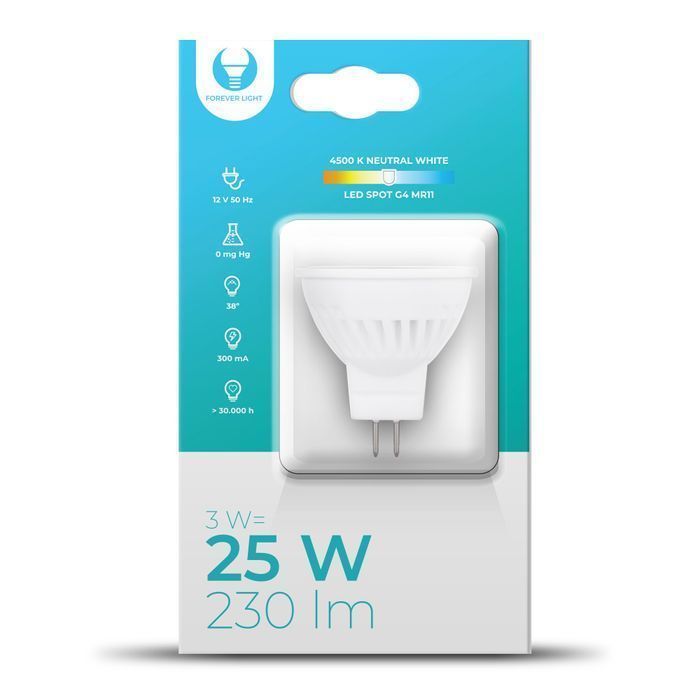 Żarówka Led G4 Mr11 3W 12V 4500K 230Lm Ceramiczna Forever Light