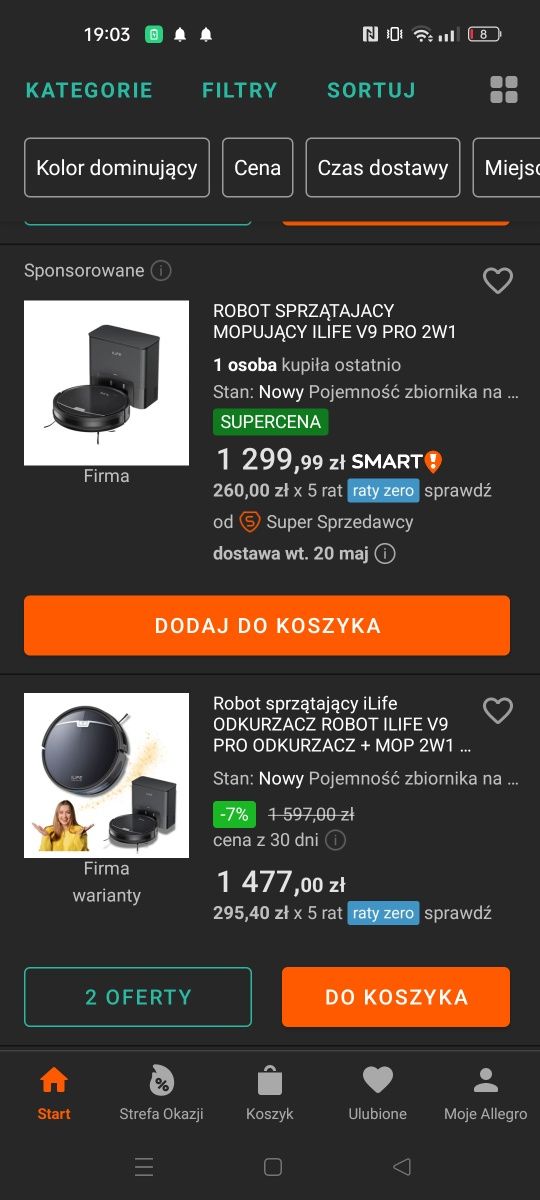 Robot sprzątający Ilife v9 pro 2w1 nowy typu iRobot
