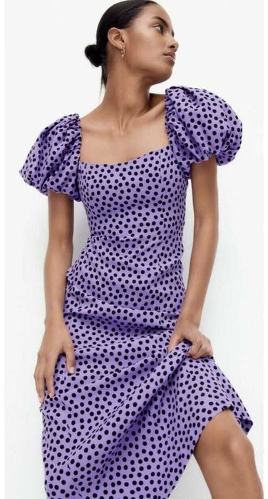 НОВА Трендова сукня ZARA, бузковий колір та принт горох