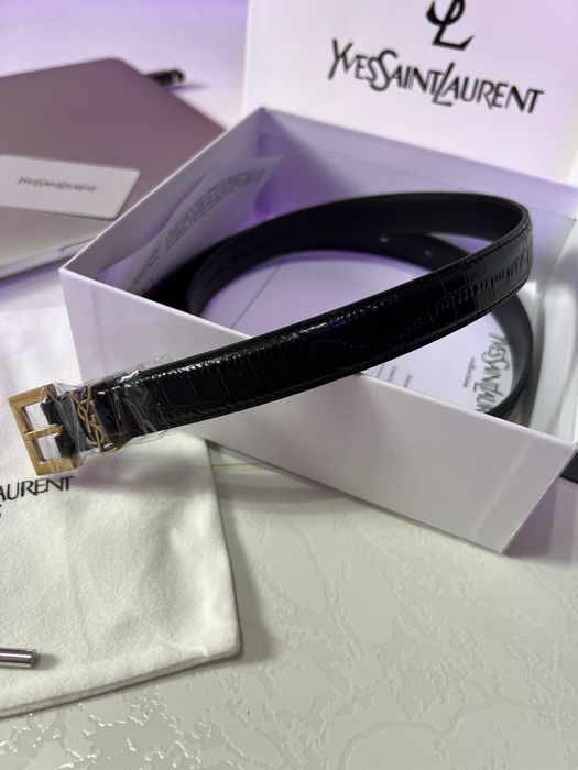 Ремень YSL Yves Saint Laurent Belt Gold Croco 2.0 Ив Сен Лоран премиум