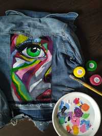 Kurtka jeansowa ręcznie malowana