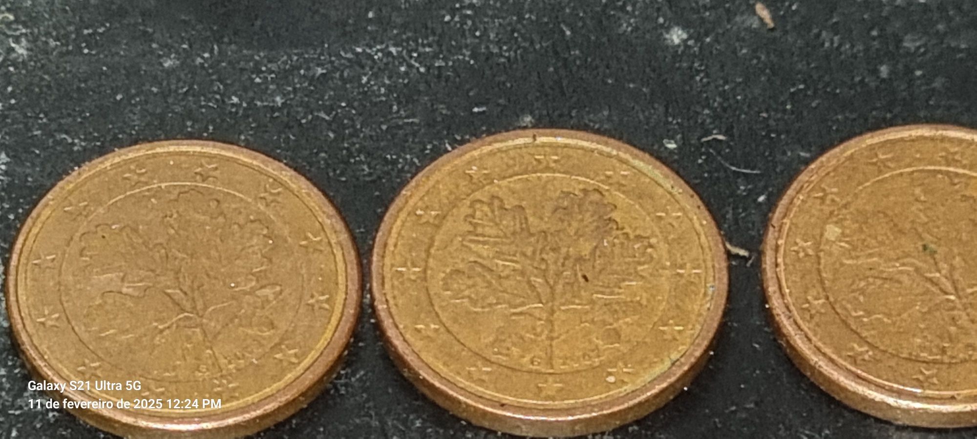 Moedas para coleção, raras 1 cêntimo alemã de 2002 varias letras