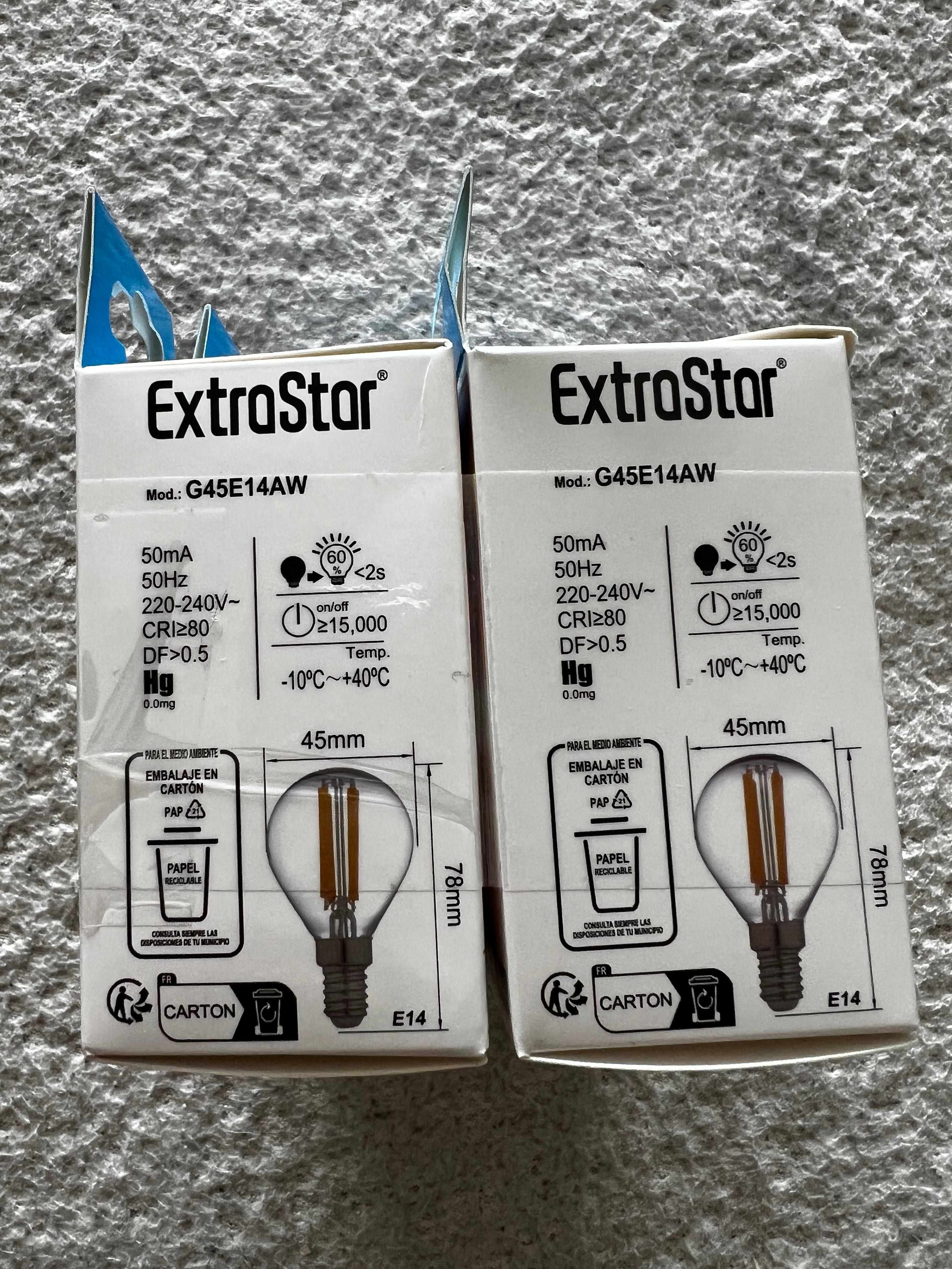 Lâmpada E14 6W 2700K  750 lumen LED  ExtraStar Model: G45E14AW
