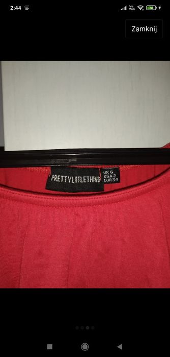 czerwona bluzka hiszpanka XS S tunika Prettylittlething