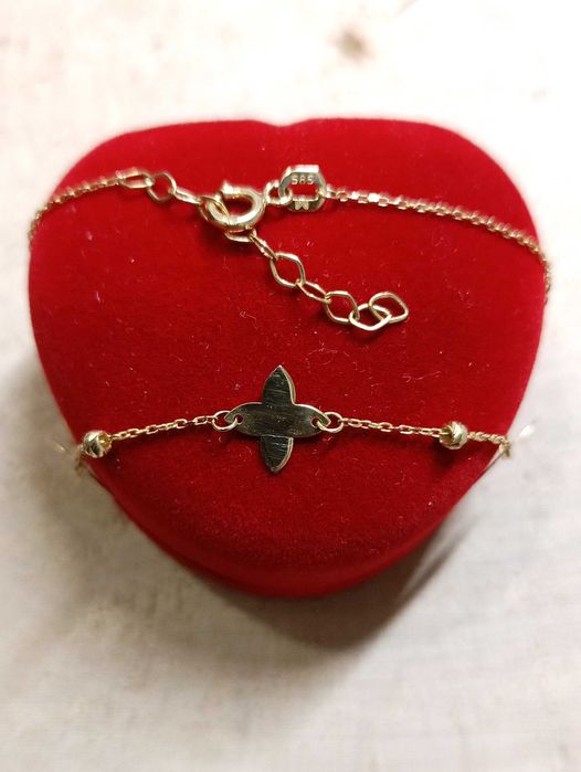 Złota bransoletka p.585/1,00g celebrytka z koniczynką