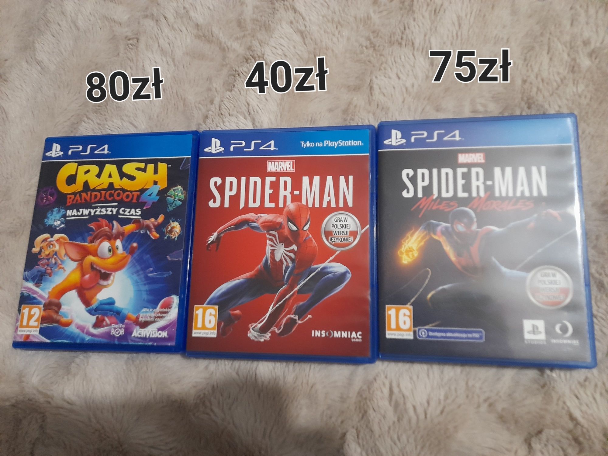 Sprzedam gry spider man i crash bandicoot na PS4