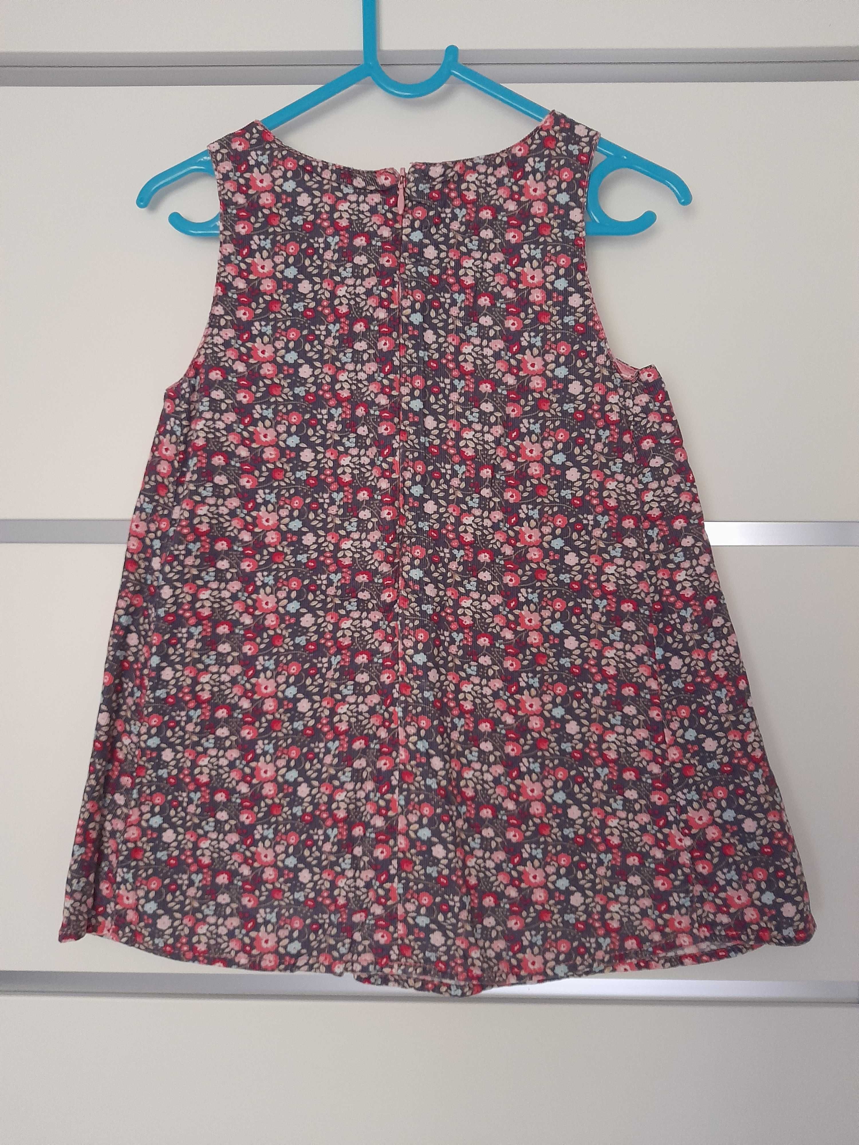 Sukienka bordowa i w kwiaty (rozmiar 98)