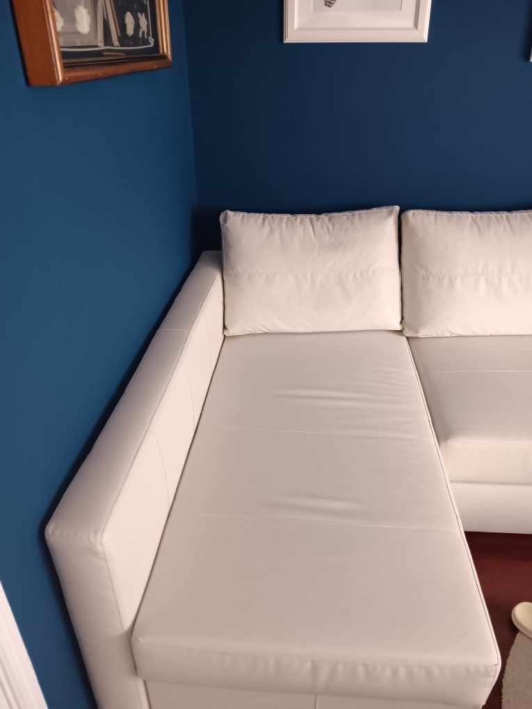 Sofa cama com chaise longue pele sintetica novo