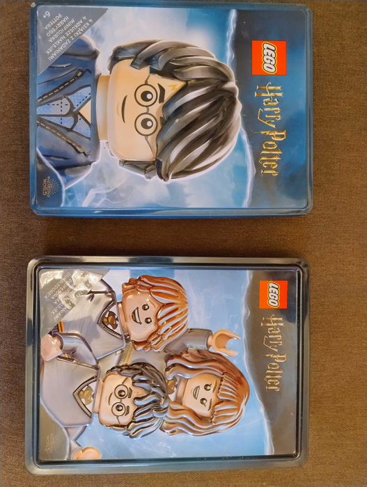 Dwa metalowe pudełka Lego Harry Potter