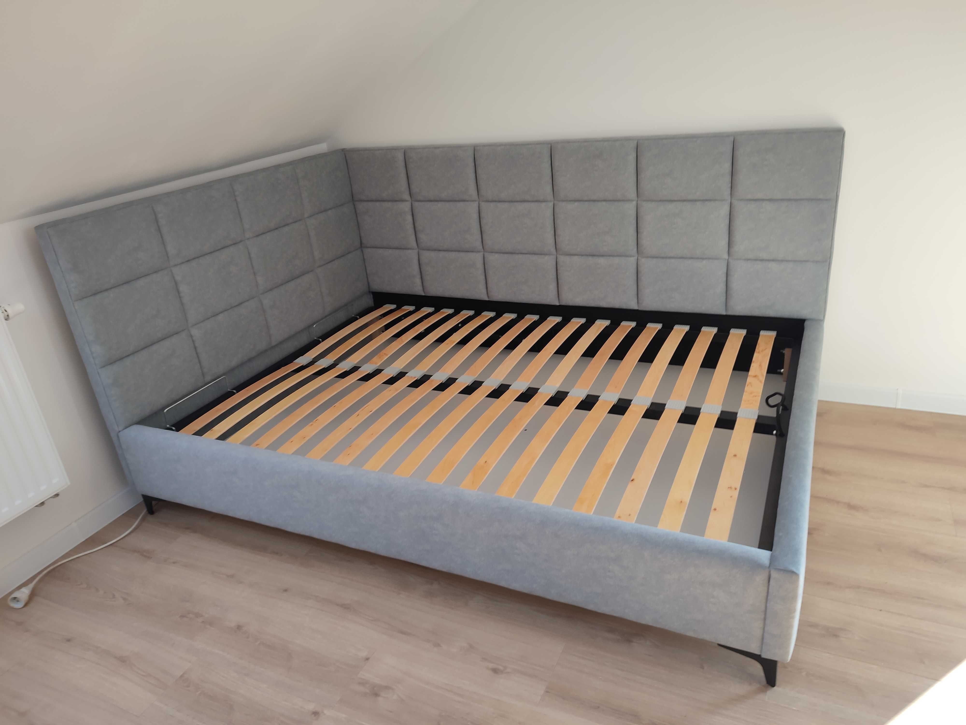 7 Łóżko tapicerowane, narożne, pojemnik, producent 120/140 x 200