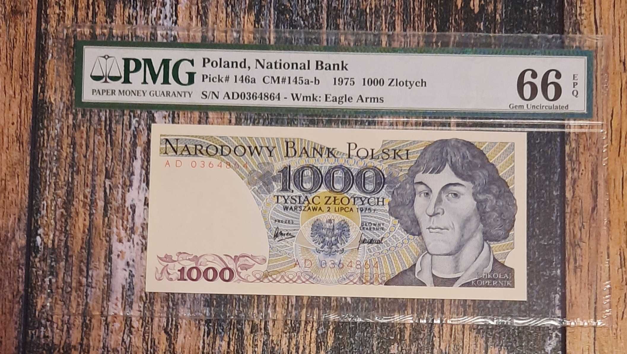 Banknot 1000 zł. Prl w gradingu widoczny na skanie