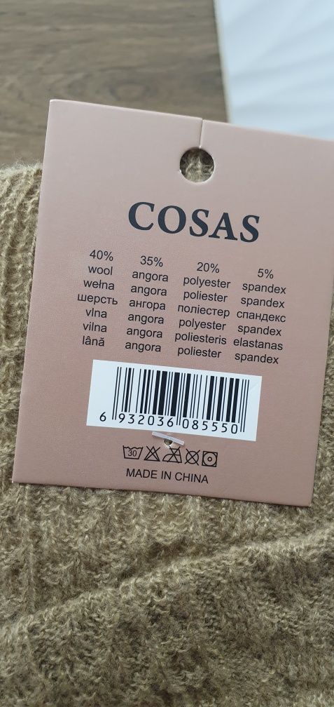 Beżowy ocieplacz na nogi łydki sweterek na buty-kozaki wełna