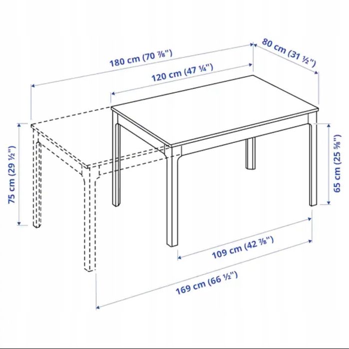 Stół rozkładany ikea EKEDALEN 120/180cm x 80cm / biały