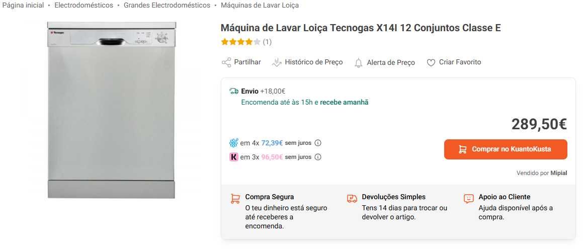 Máquina lava loiça Tecnogas - Como Nova