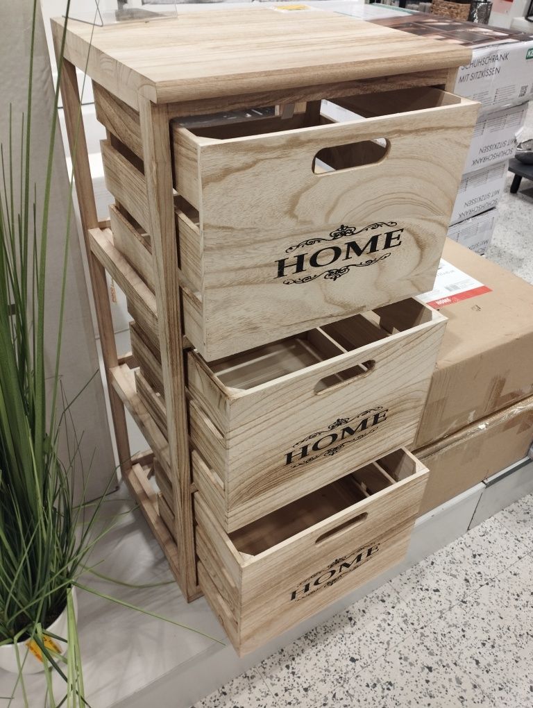Szafka drewniana Home komoda kontener 3 szuflady na kółkach 31x34,5x82