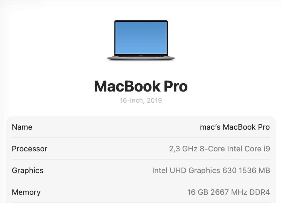 MacBook Pro 16 2019 8-Core i9 16GB 1TB Radeon 5500 4Gb 81%