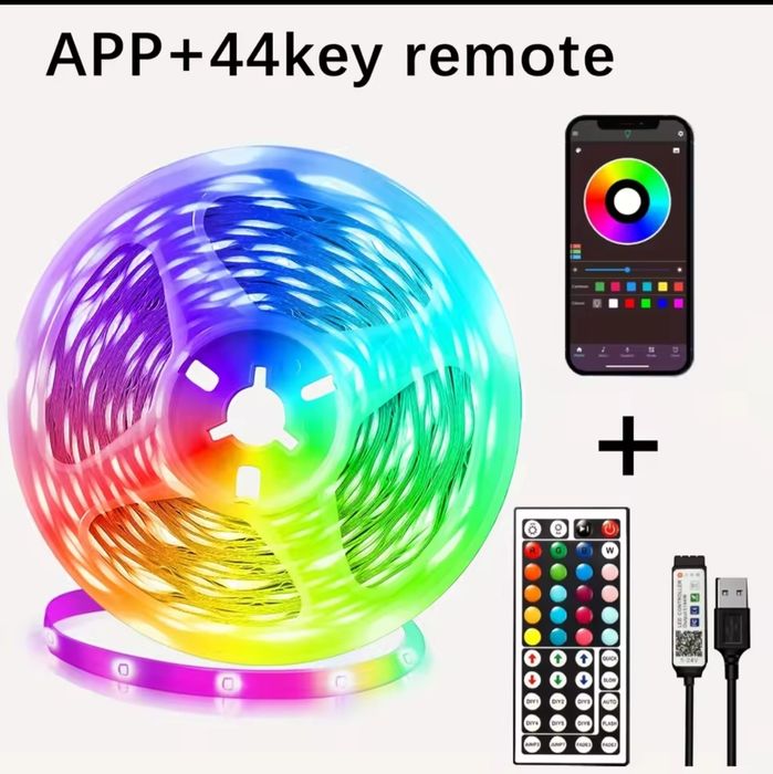 10 м. Лед стрічка  + Пульт + Управляється з телефона.