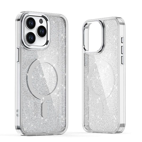 Etui brokatowe Glitter Case z MagSafe na Samsung Galaxy A26/5G - białe