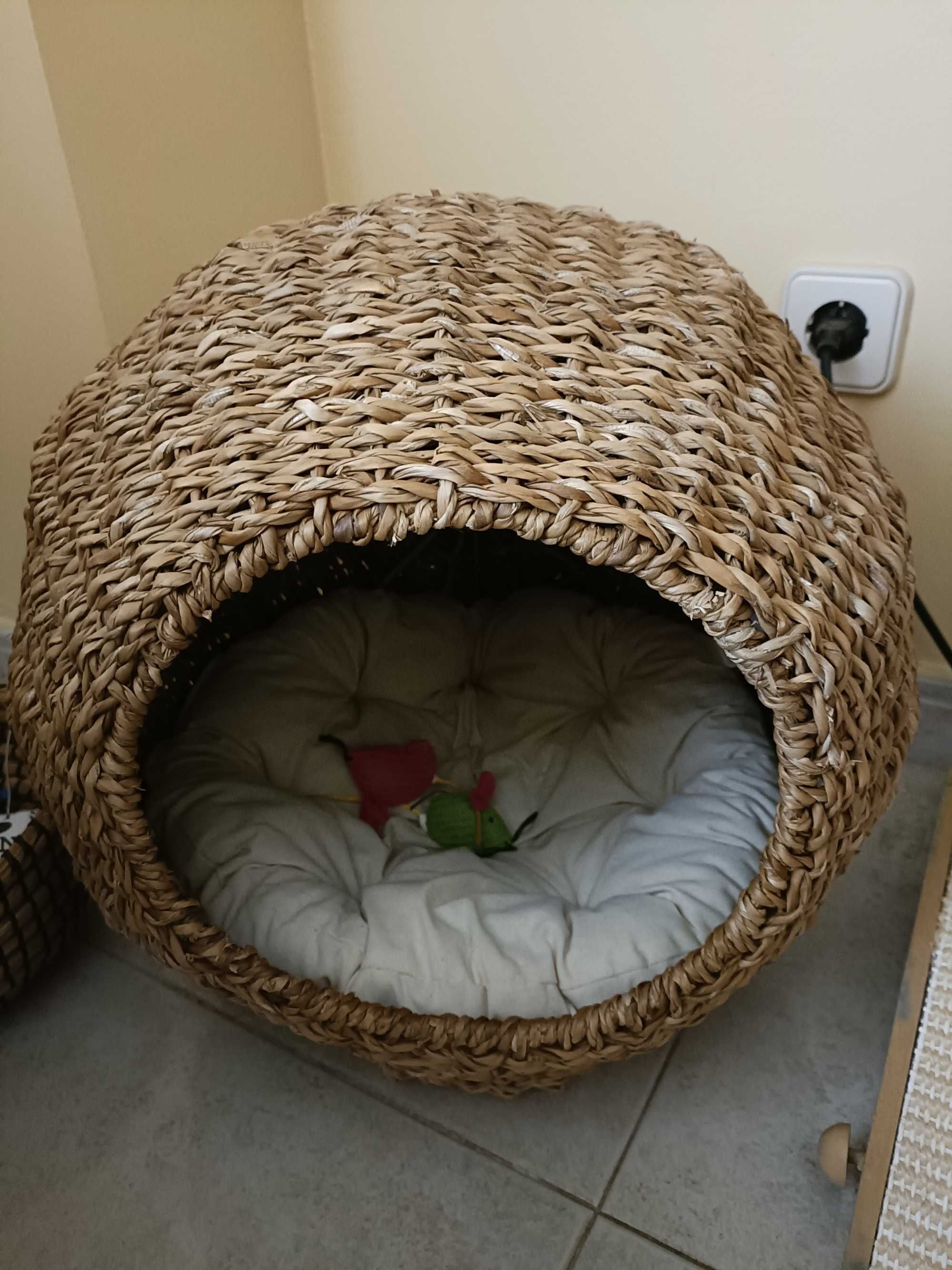 Cama seagrass com almofada para animais de estimação