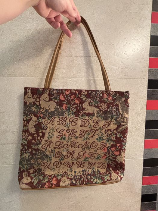 Torebk shopper vintage gobelinowa