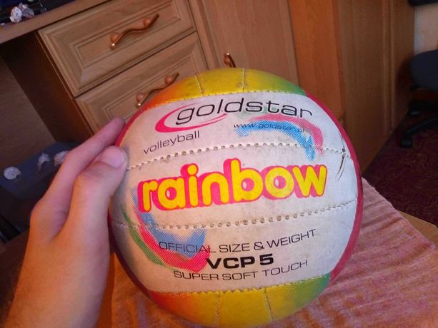Piłka siatkowa do siatki siatkówki Goldstar ręcznie szyta VCP5 Rainbow