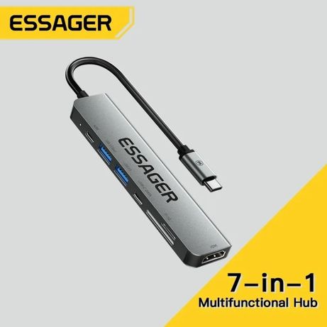 HUB USB Type C для MacBook Essager хаб 7 в 1 оригінал
