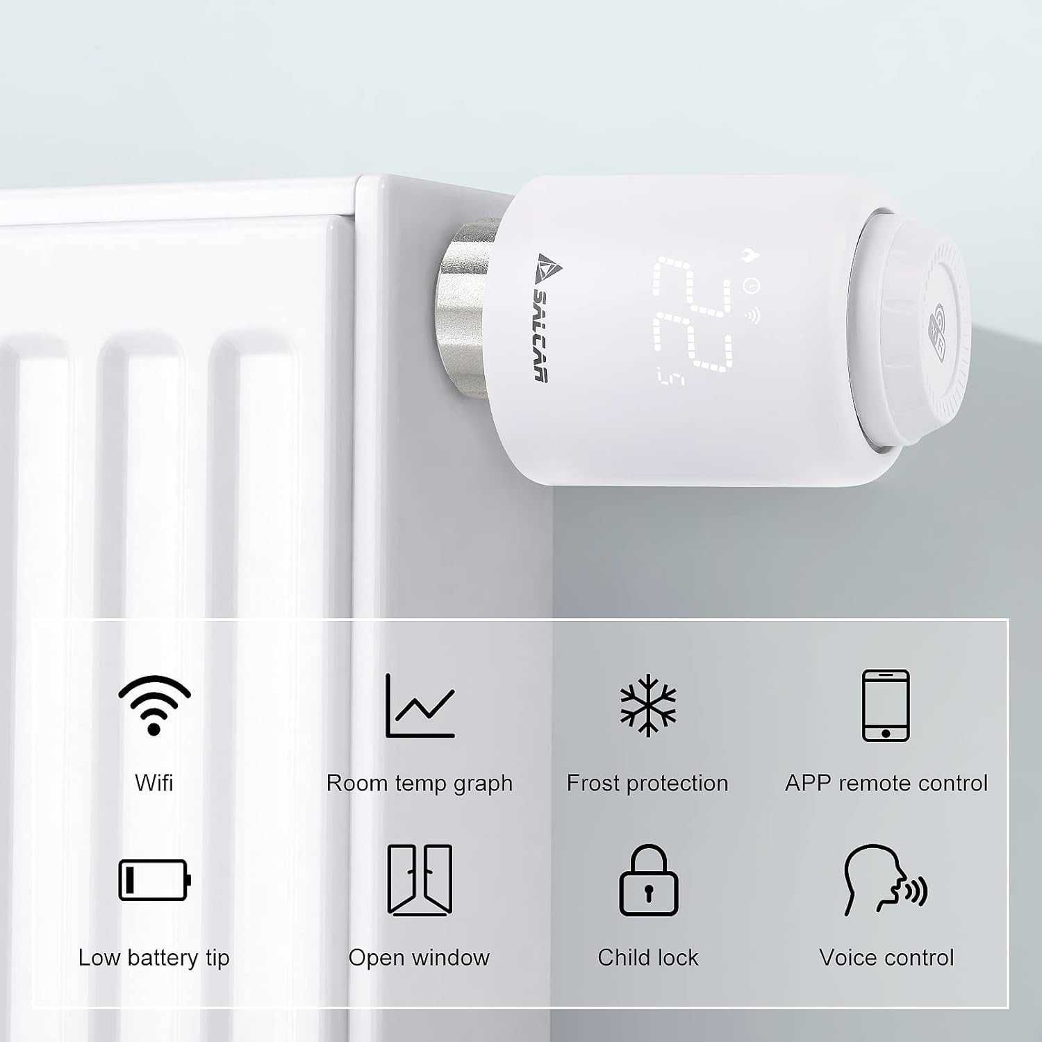 Termostat Grzejnikowy radiator głowica SALCAR TRV603 Smart WiFi