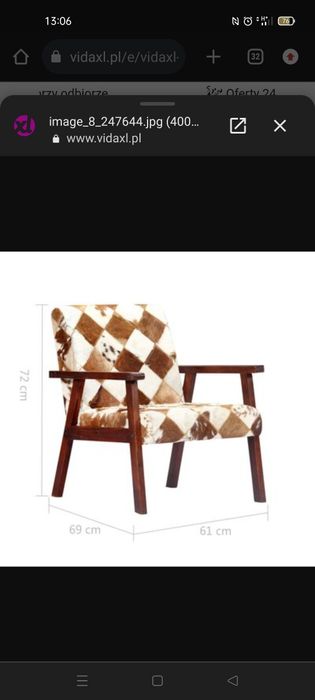 Fotel z koziej skóry-nowy "bez metki"