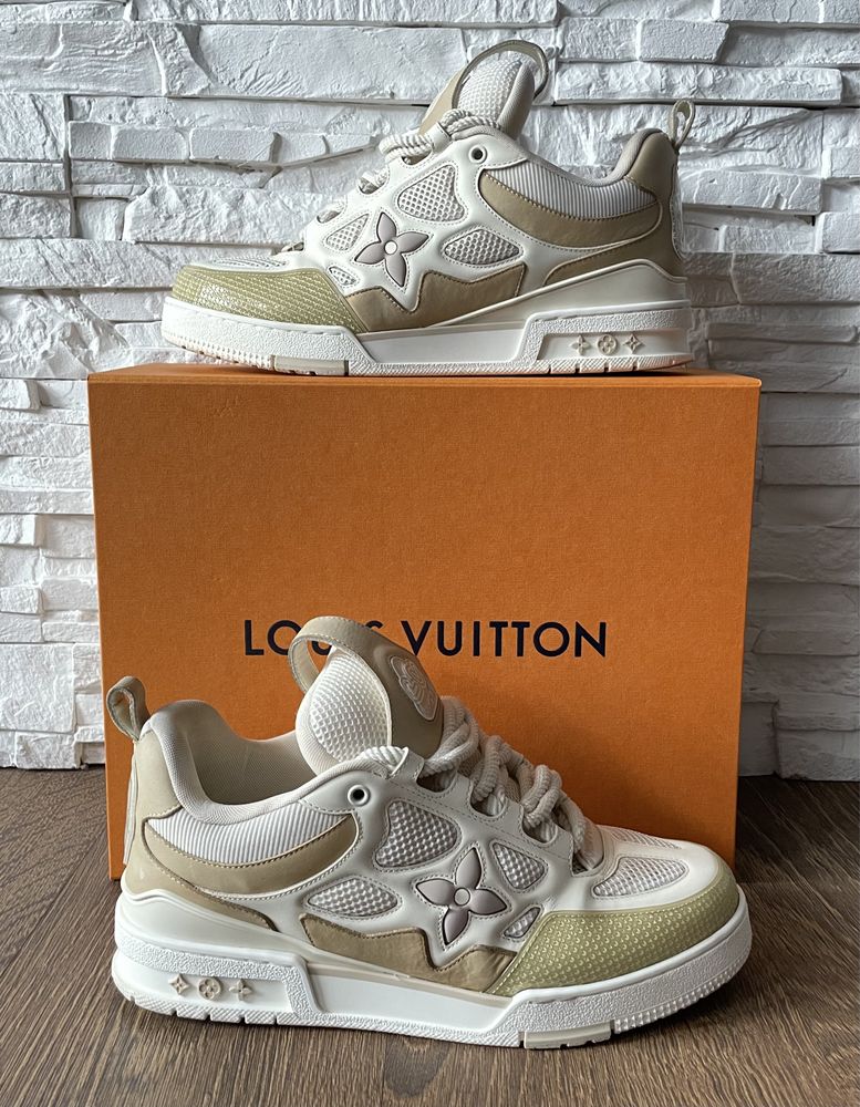 Buty Louis Vuitton LV Skate Sneaker Beige White Roz. 45