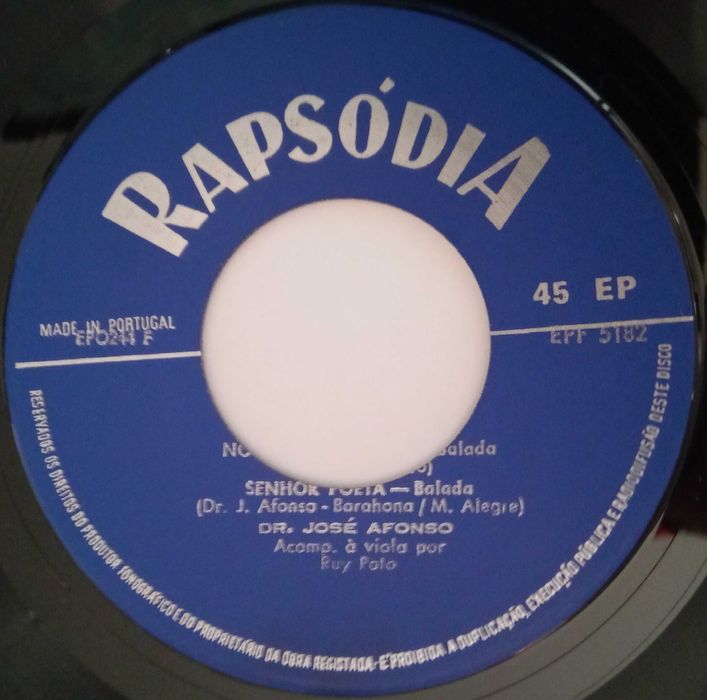 José Afonso	- - - - -		Baladas de Coimbra	- - - - -	EP