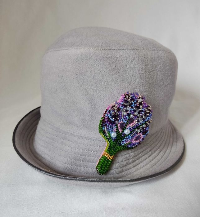 Брошка, прикраса, аксесуар, біжутерія, бісер ЛАВАНДА. Handmade