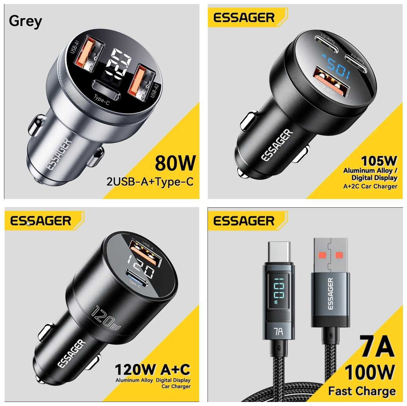 Зарядні пристрої TOOCKI 33W, 40W, 67W, ESSAGER 100W